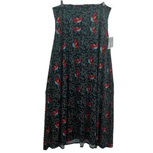 NEW LuLaRoe Maxi Skirt Large Bird Teal  Stretch High Waist Modest Swirl